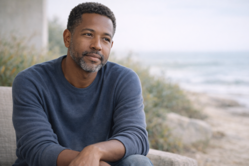 Couple sitting together with coffee after home renovation — symbolizing connection, teamwork, and healing through couples counseling at Kaleidoscope Behavioral Health in Flower Mound, TX.
